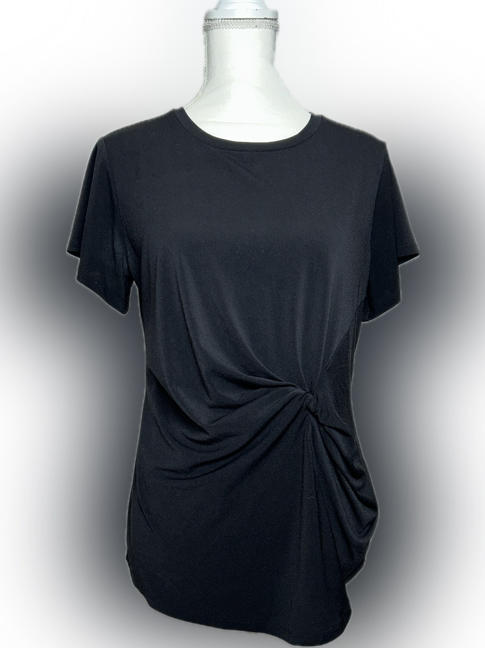 Worthington Women's Black‎ Twist-Front Short Sleeve Top